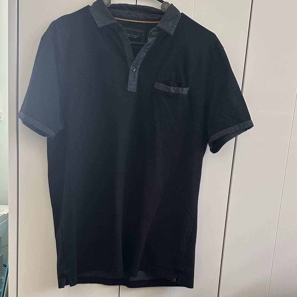 Size Large Cactus Man Ricky Singh Charcoal Polo Shirt